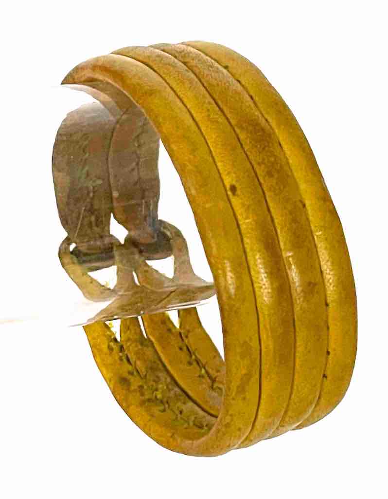 Wide Yellow Leather Bracelet - 2 Versions