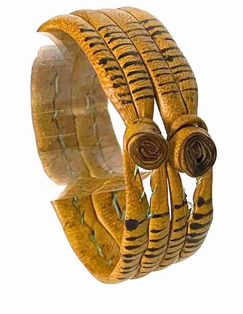Wide Yellow Leather Bracelet - 2 Versions