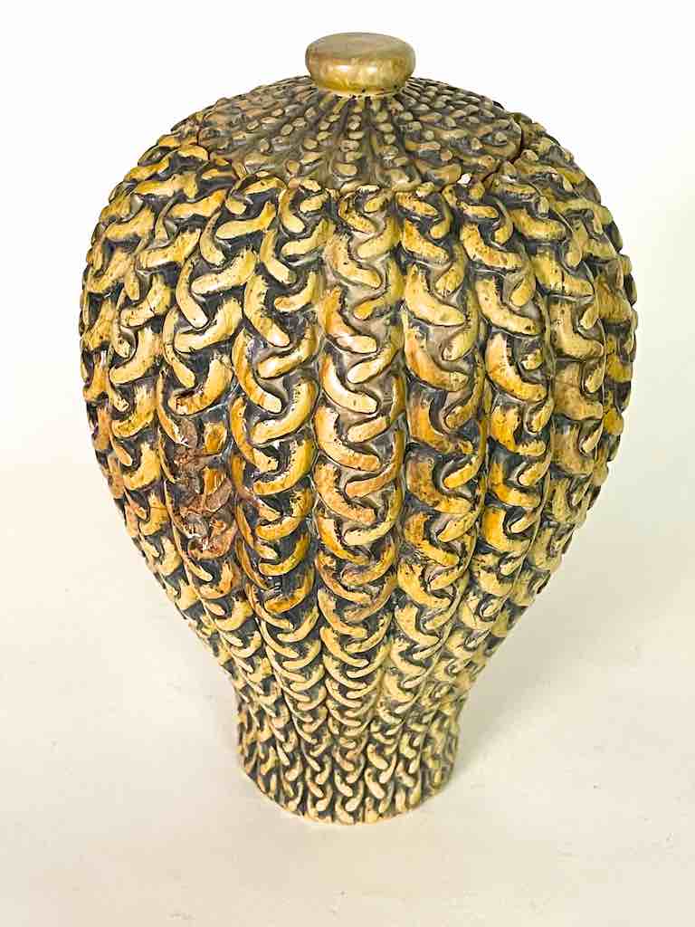 Braided Weave Niger Bend Soapstone Trinket Decor Urn/Jar with Lid