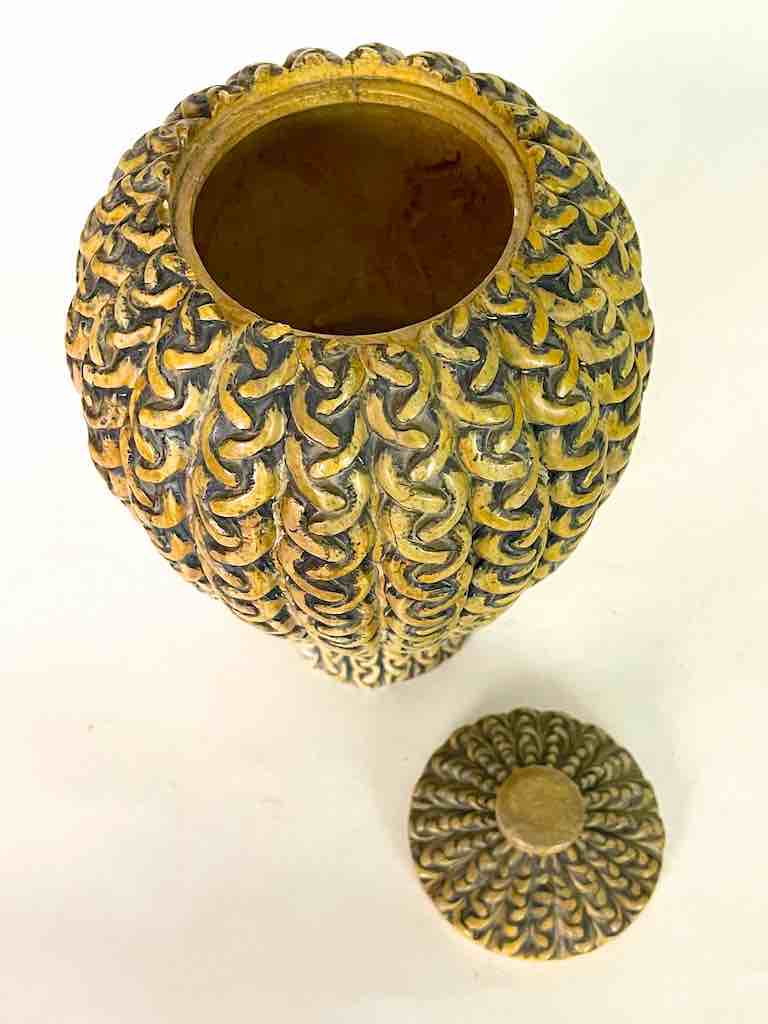 Braided Weave Niger Bend Soapstone Trinket Decor Urn/Jar with Lid