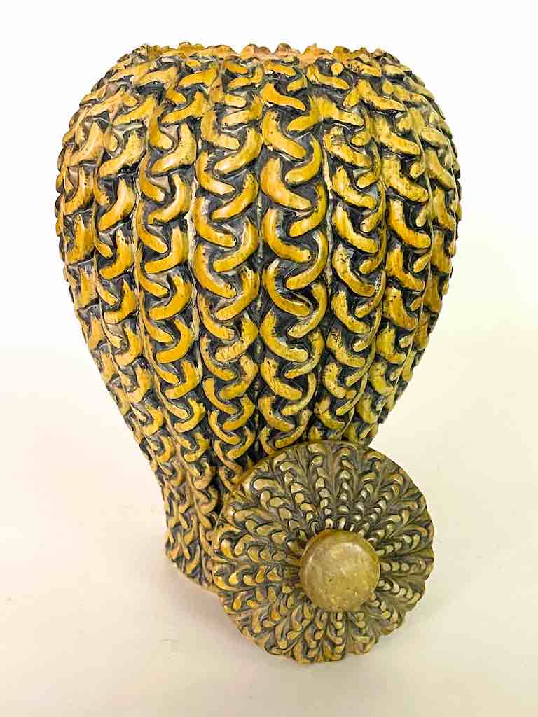 Braided Weave Niger Bend Soapstone Trinket Decor Urn/Jar with Lid