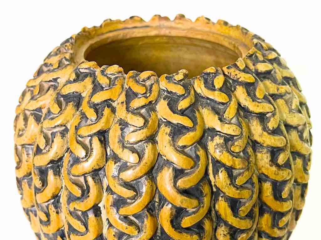 Braided Weave Niger Bend Soapstone Trinket Decor Urn/Jar with Lid