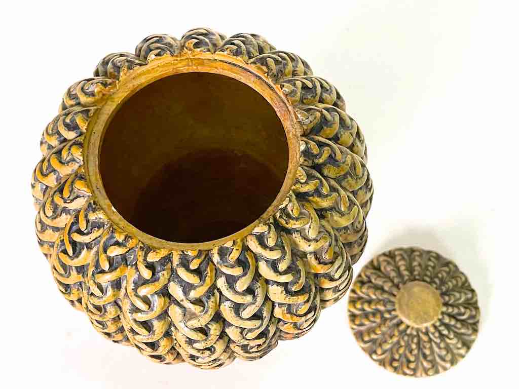 Braided Weave Niger Bend Soapstone Trinket Decor Urn/Jar with Lid