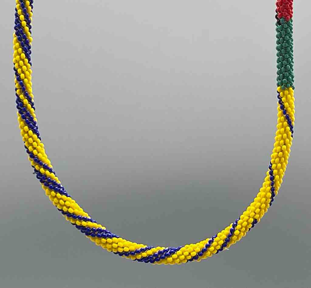 Colorful Patterned Fully Beaded Necklace Choker - Togo