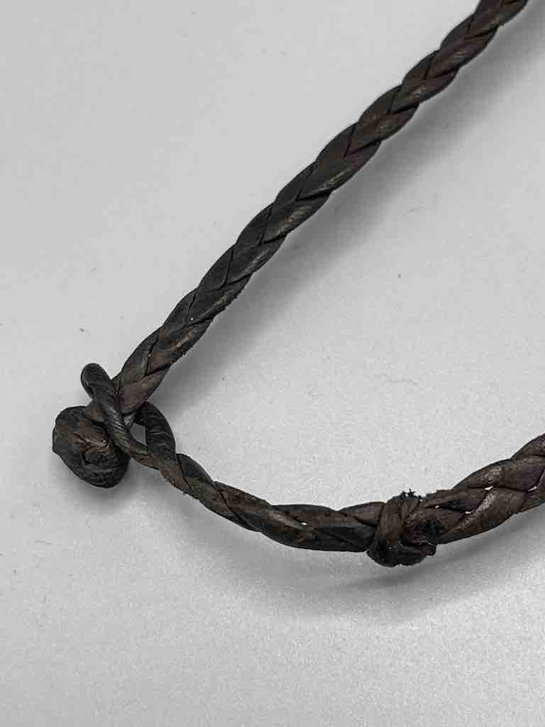 Hanging Cowrie Shell Braided Black Leather Clasp Long Necklace - Mali