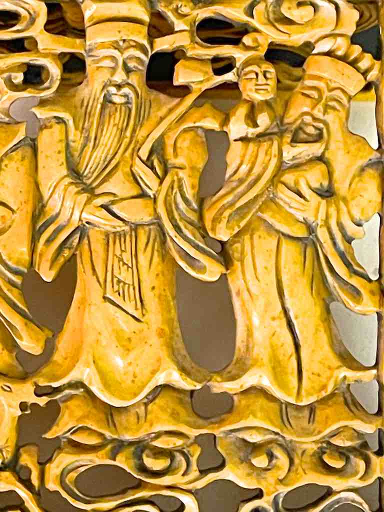 The Chinese 3 Wise Men - Relief Carved Square Soapstone Trinket Decor Box