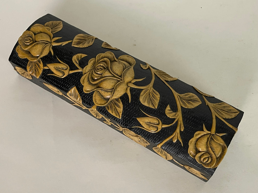 Roses Design - Long Domed Soapstone Trinket Decor Box