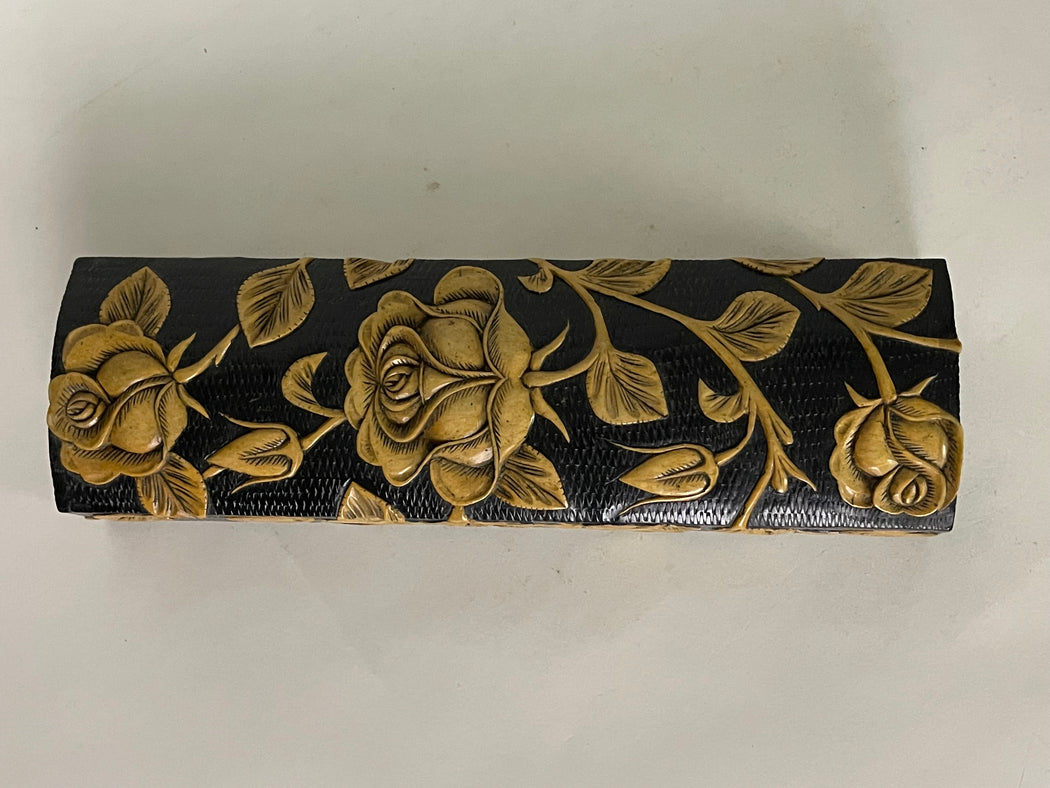 Roses Design - Long Domed Soapstone Trinket Decor Box