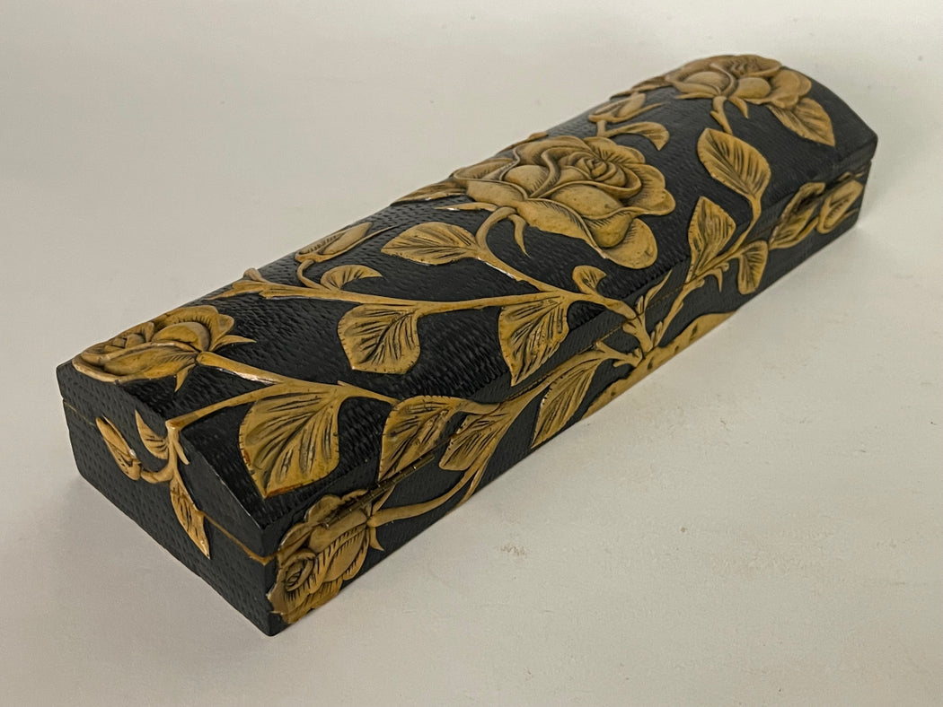 Roses Design - Long Domed Soapstone Trinket Decor Box