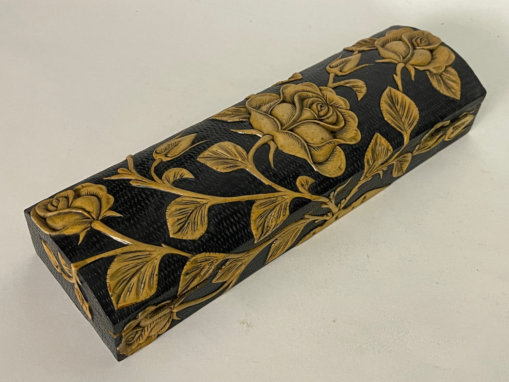 Roses Design - Long Domed Soapstone Trinket Decor Box