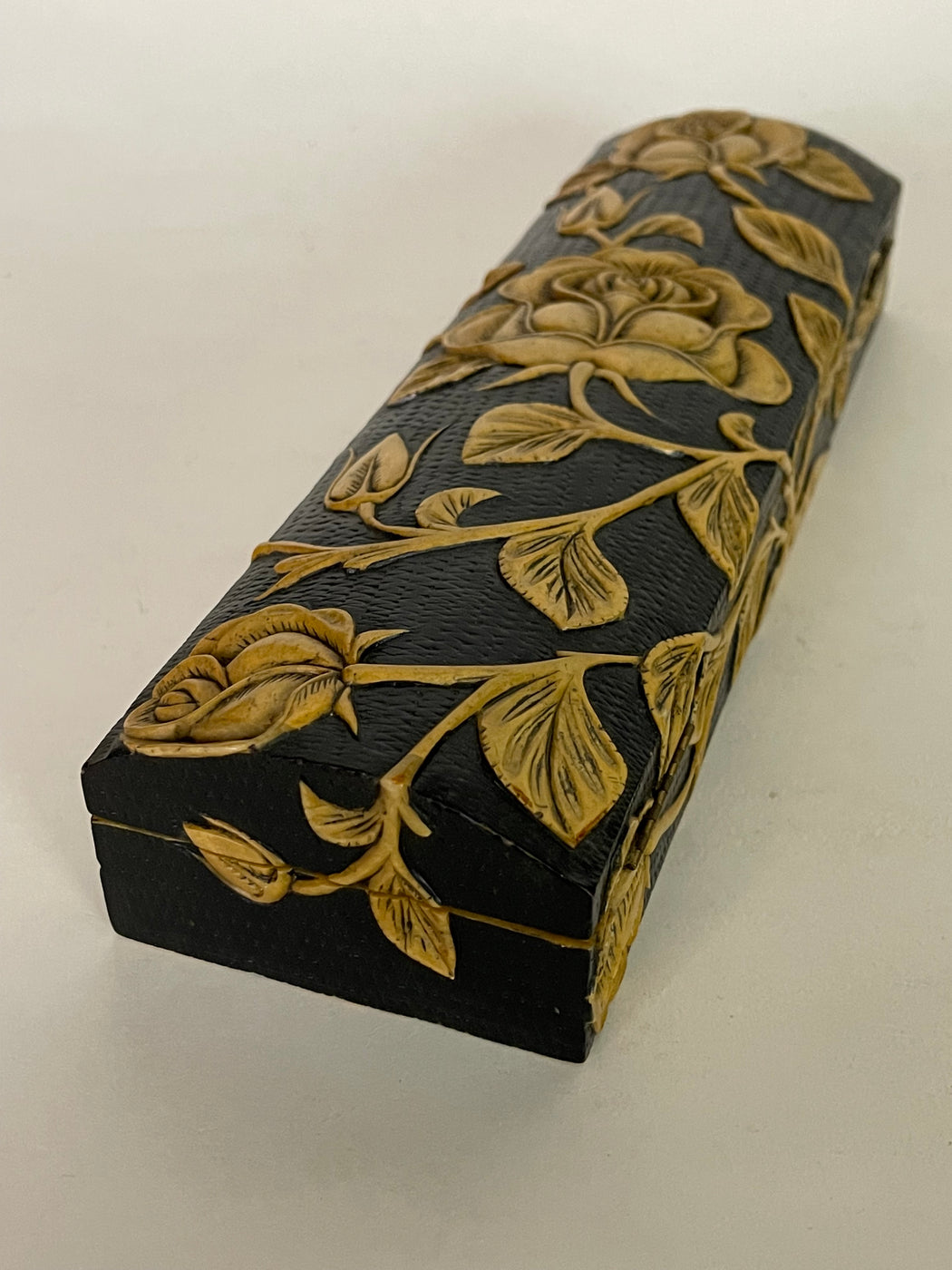 Roses Design - Long Domed Soapstone Trinket Decor Box