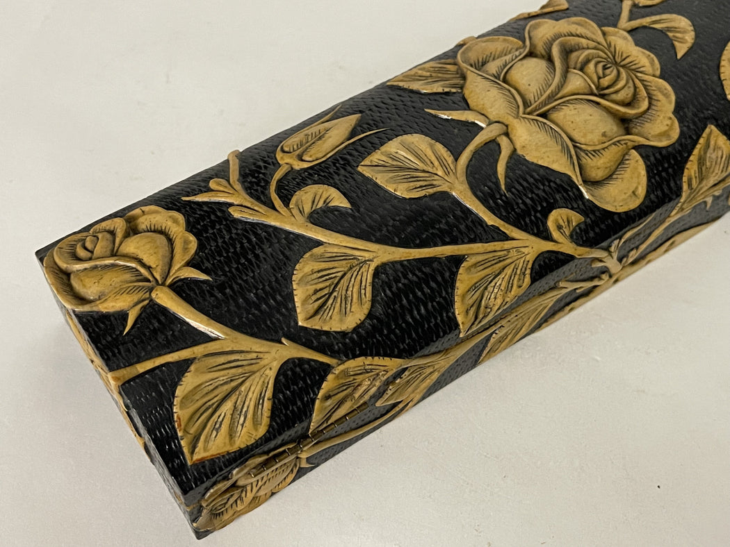 Roses Design - Long Domed Soapstone Trinket Decor Box