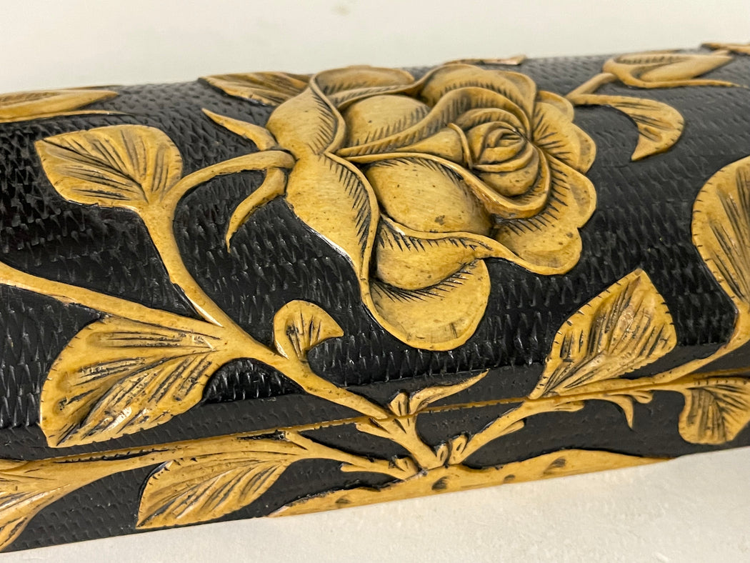 Roses Design - Long Domed Soapstone Trinket Decor Box