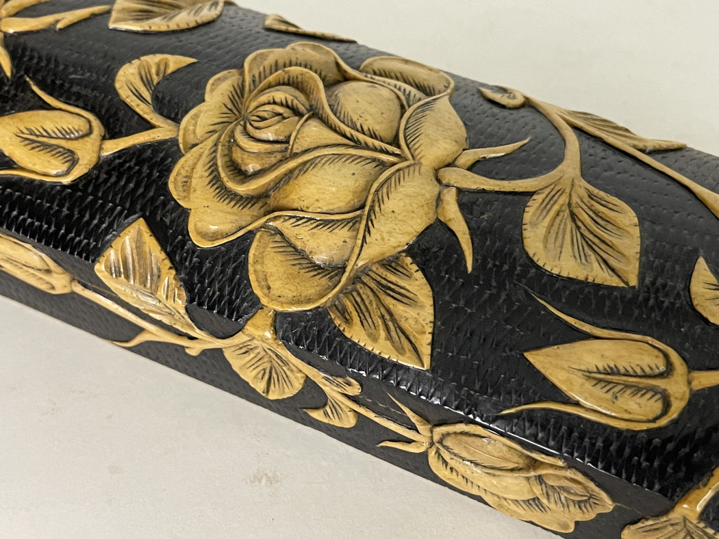 Roses Design - Long Domed Soapstone Trinket Decor Box