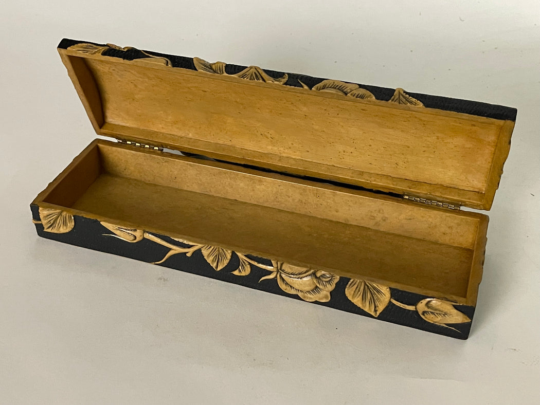 Roses Design - Long Domed Soapstone Trinket Decor Box