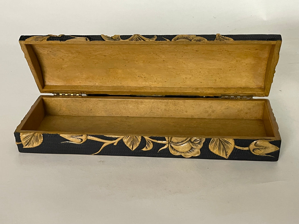 Roses Design - Long Domed Soapstone Trinket Decor Box