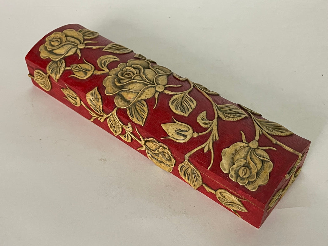 Roses Design - Long Domed Soapstone Trinket Decor Box
