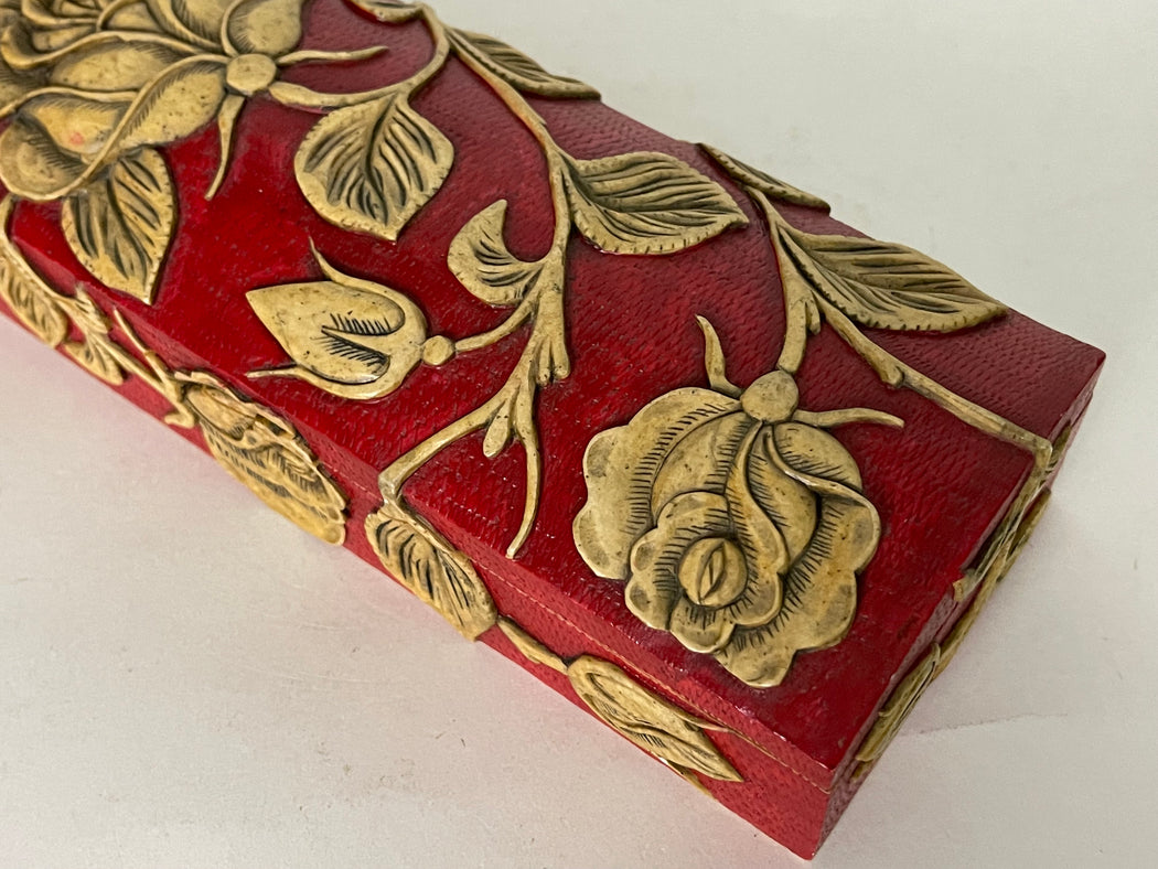 Roses Design - Long Domed Soapstone Trinket Decor Box