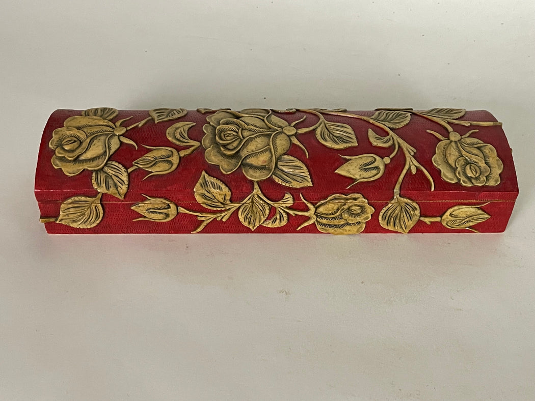 Roses Design - Long Domed Soapstone Trinket Decor Box