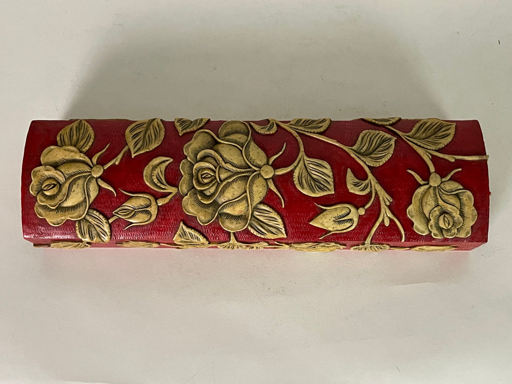 Roses Design - Long Domed Soapstone Trinket Decor Box