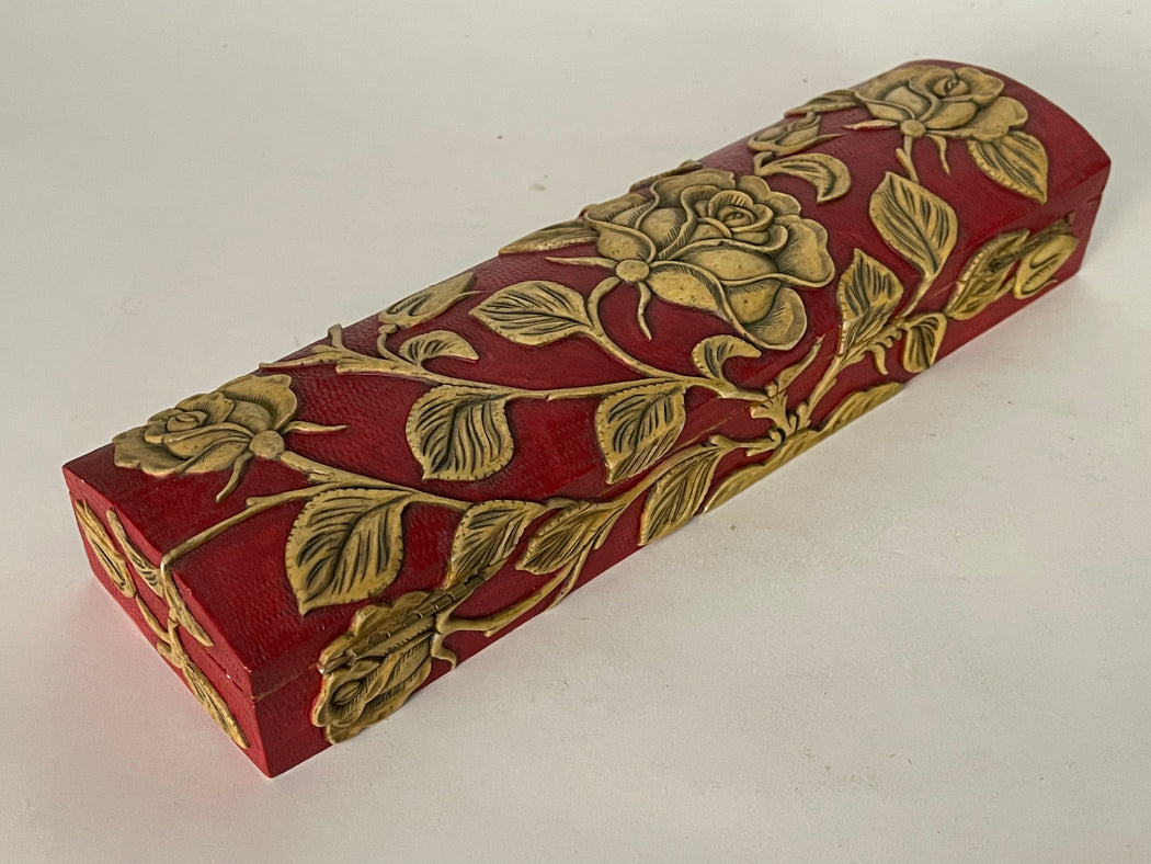Roses Design - Long Domed Soapstone Trinket Decor Box