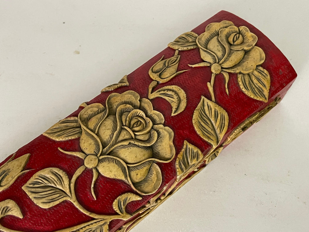 Roses Design - Long Domed Soapstone Trinket Decor Box