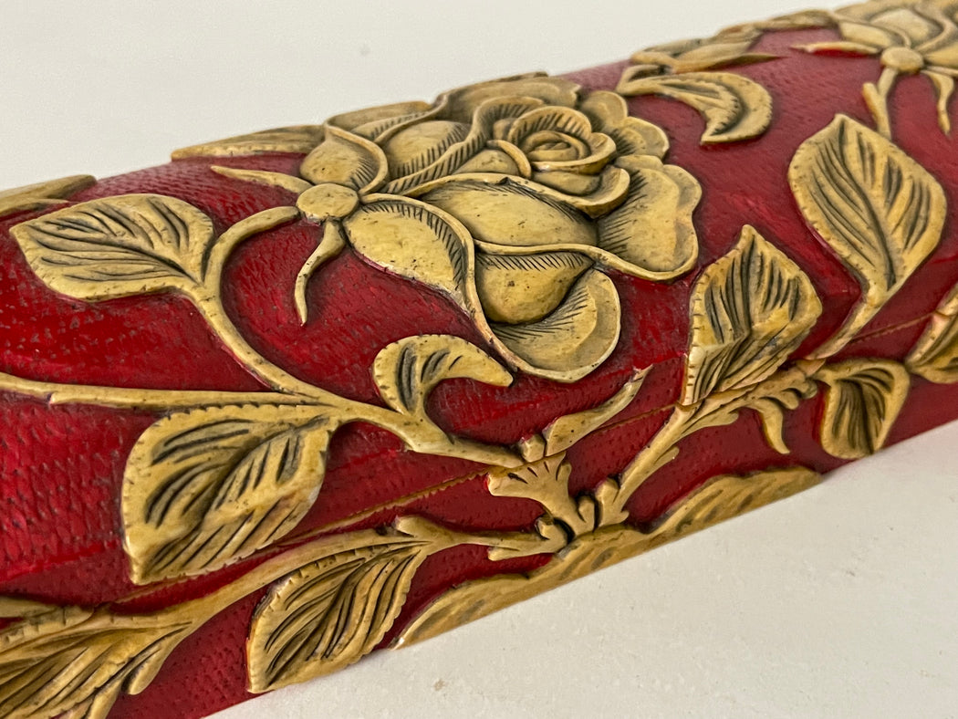 Roses Design - Long Domed Soapstone Trinket Decor Box