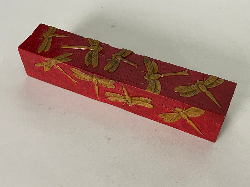 Dragonflies Design - Long Soapstone Trinket Decor Pencil Box