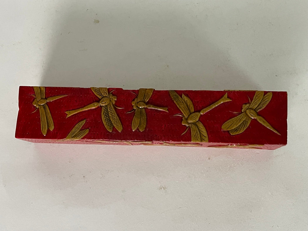 Dragonflies Design - Long Soapstone Trinket Decor Pencil Box