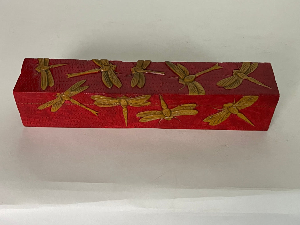 Dragonflies Design - Long Soapstone Trinket Decor Pencil Box