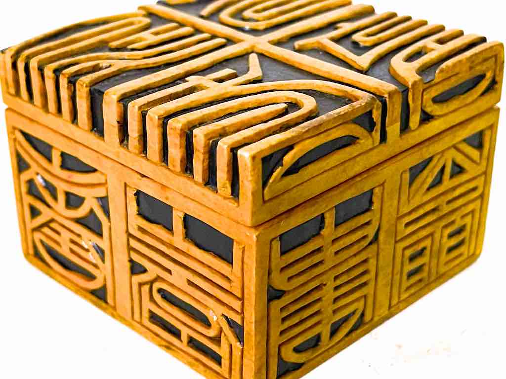 Square Happiness Character Soapstone Trinket Decor Box
