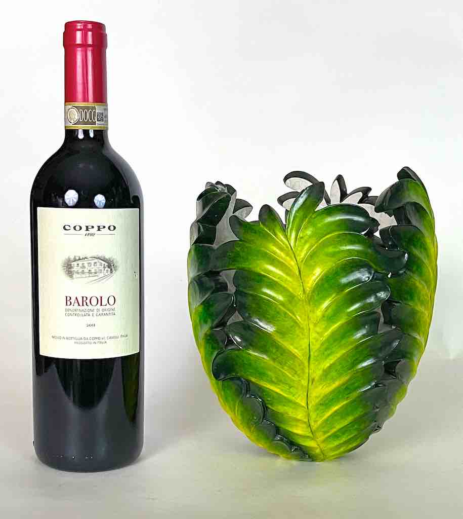Flared Green Leaf Design Soapstone Decor Vase Sculpture