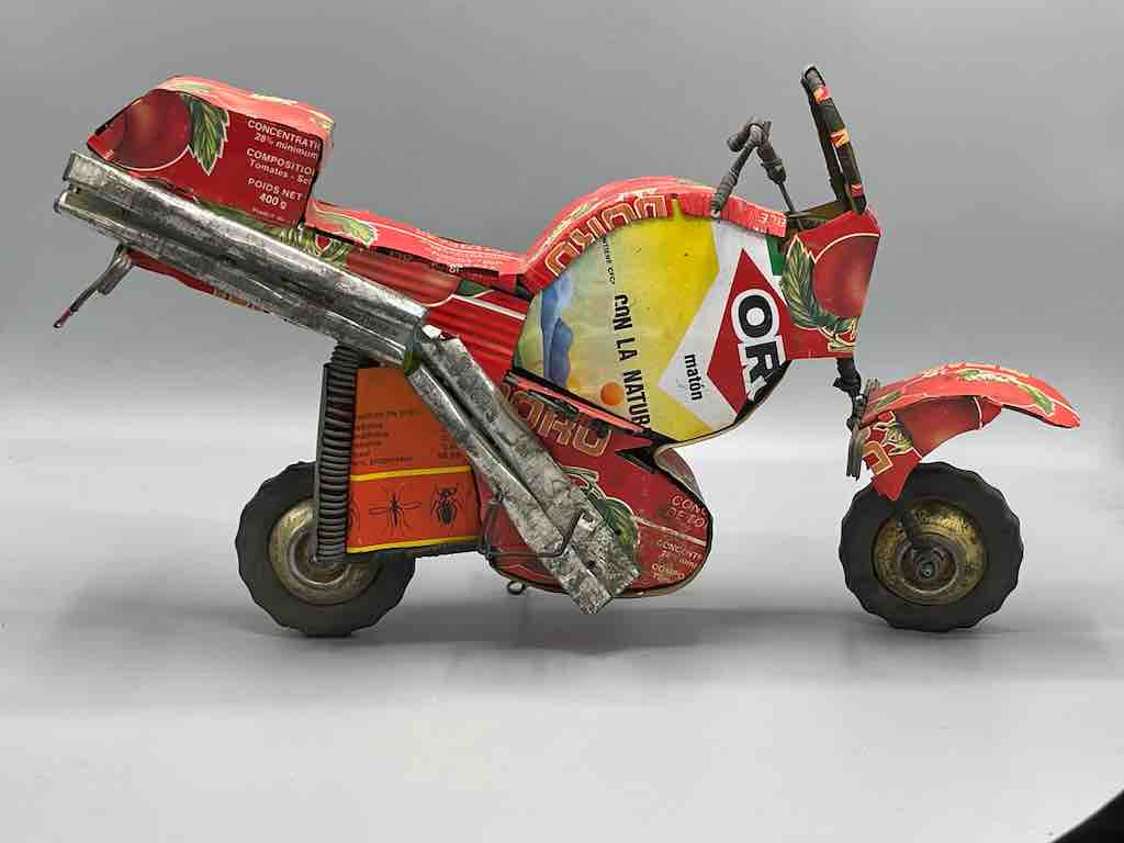 Large African Recycled Metal Can Toy Motorcycle - Burkina Faso