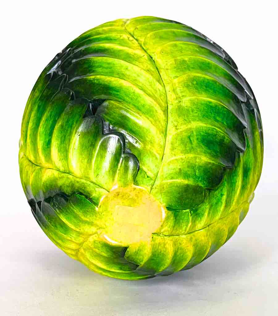 Flared Green Leaf Design Soapstone Decor Vase Sculpture