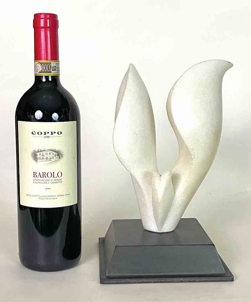 Hand-carved White Marble Decor Stylized Leaf Sculpture