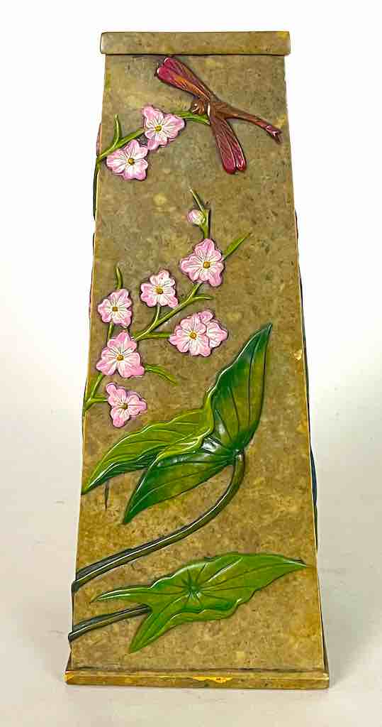Tall Tapered Flowers Design Soapstone Decor Vase