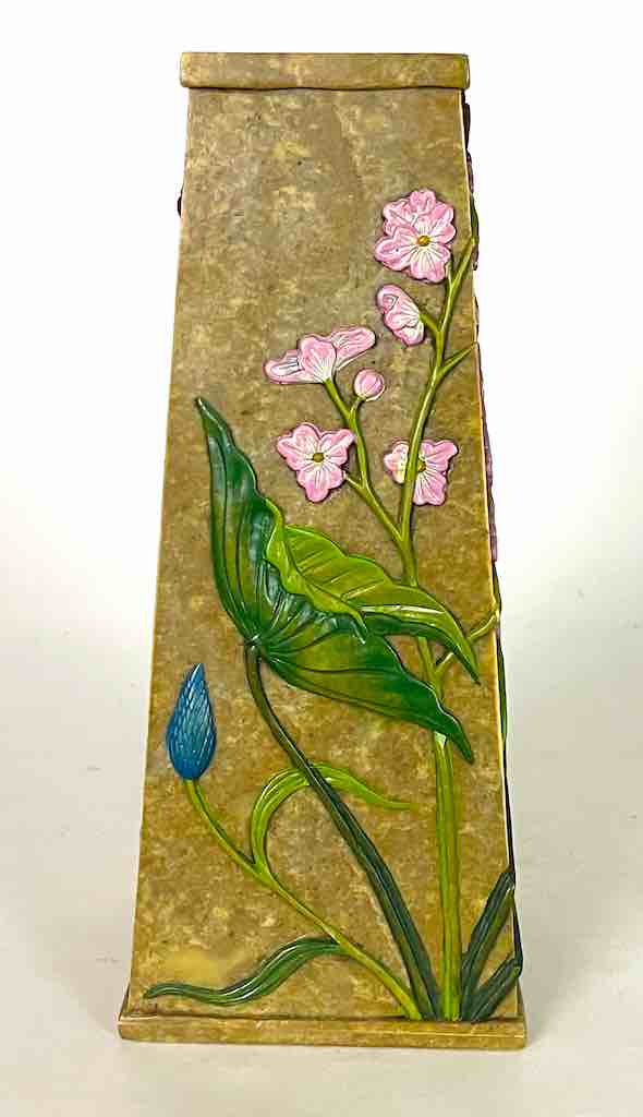 Tall Tapered Flowers Design Soapstone Decor Vase