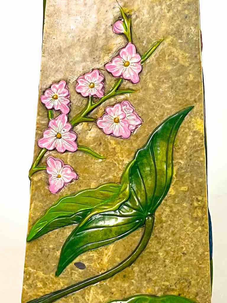 Tall Tapered Flowers Design Soapstone Decor Vase