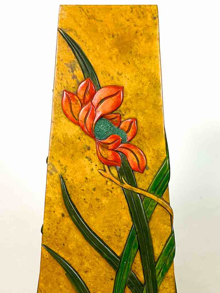 Tall Tapered Orchid Design Soapstone Decor Vase