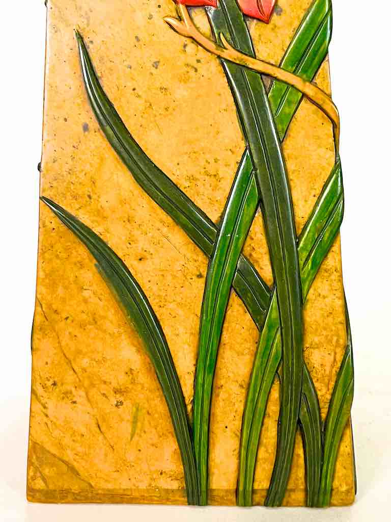 Tall Tapered Orchid Design Soapstone Decor Vase