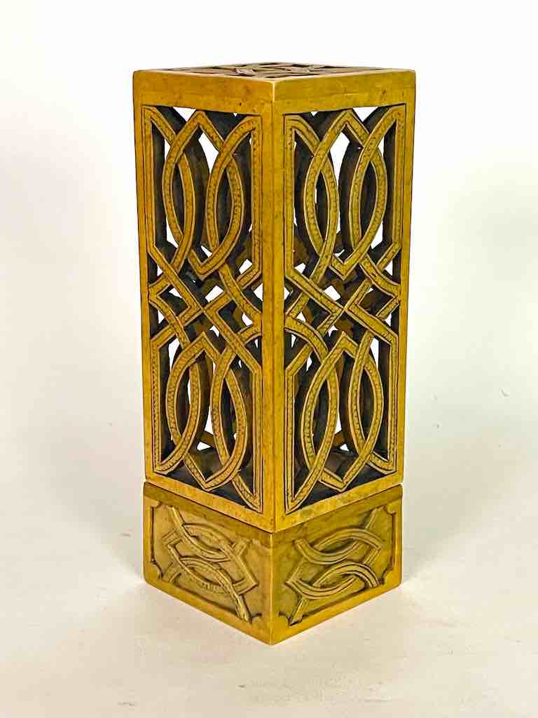Latticed Square Tall Soapstone Candle Lanterns - 2 sizes