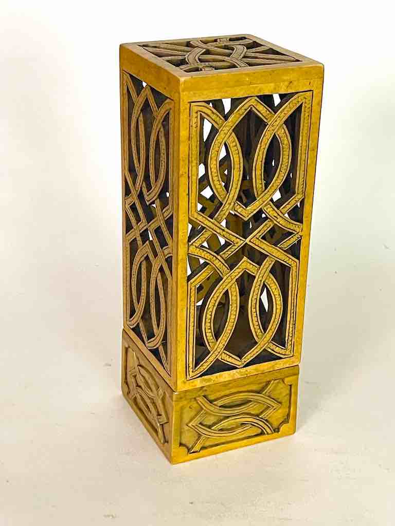 Latticed Square Tall Soapstone Candle Lanterns - 2 sizes