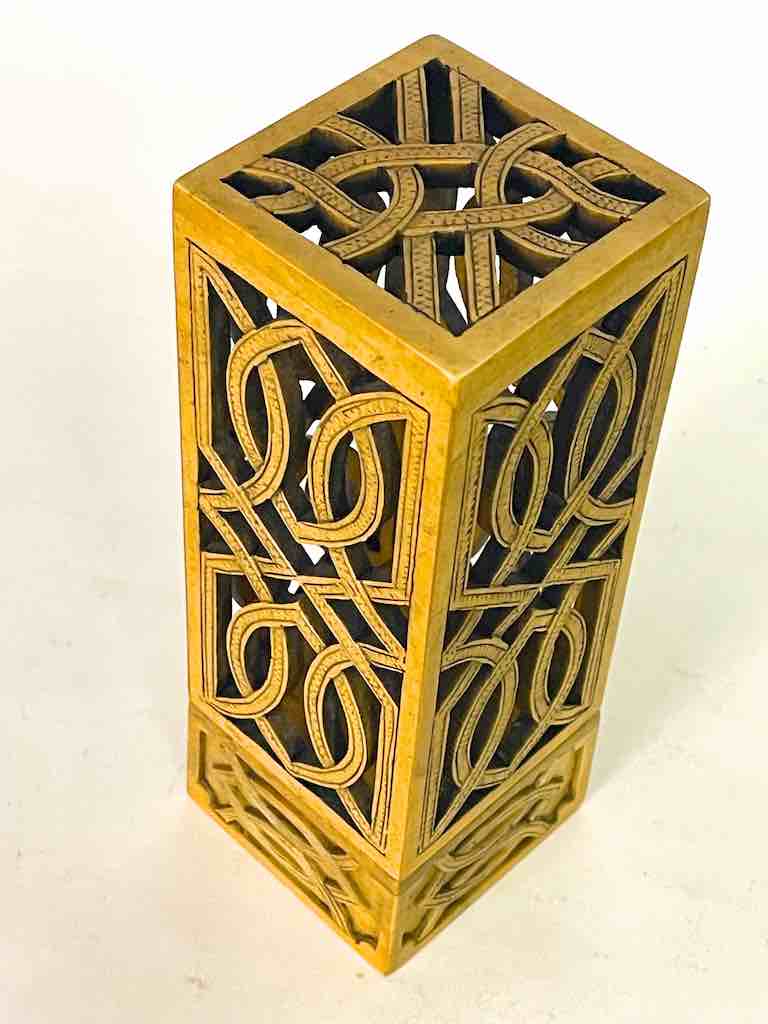Latticed Square Tall Soapstone Candle Lanterns - 2 sizes