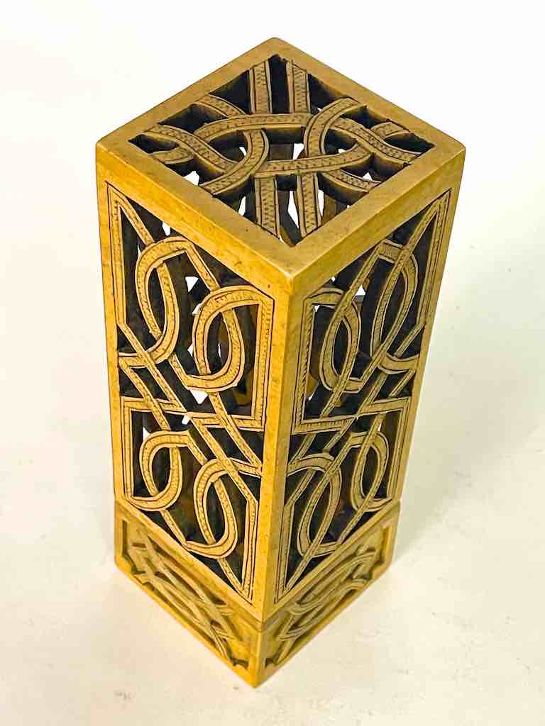 Latticed Square Tall Soapstone Candle Lanterns - 2 sizes