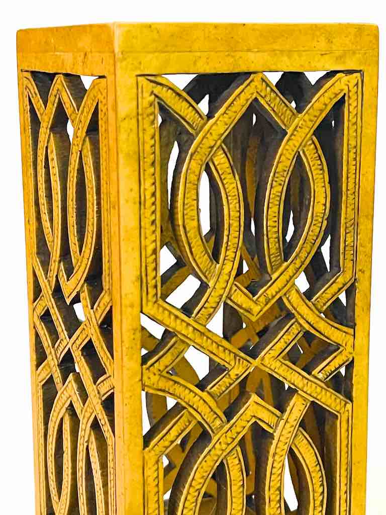Latticed Square Tall Soapstone Candle Lanterns - 2 sizes