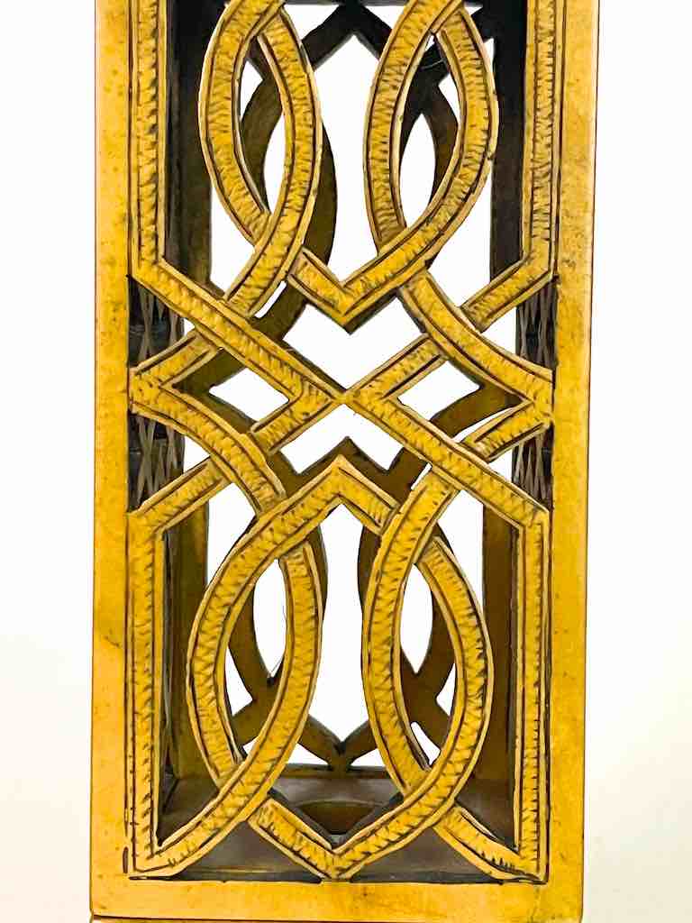 Latticed Square Tall Soapstone Candle Lanterns - 2 sizes