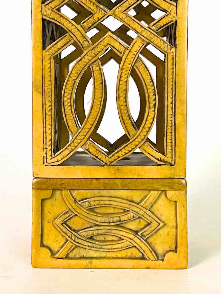 Latticed Square Tall Soapstone Candle Lanterns - 2 sizes