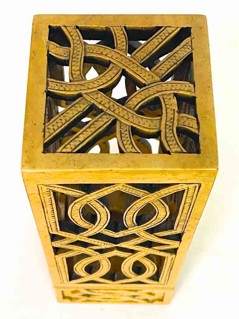 Latticed Square Tall Soapstone Candle Lanterns - 2 sizes