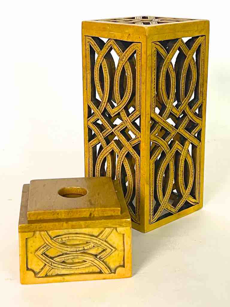 Latticed Square Tall Soapstone Candle Lanterns - 2 sizes