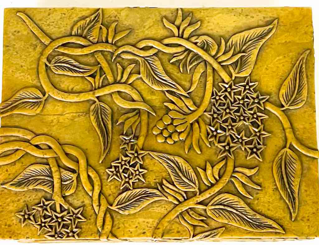 Vines Design Tan Rectangular Soapstone Trinket Decor Box